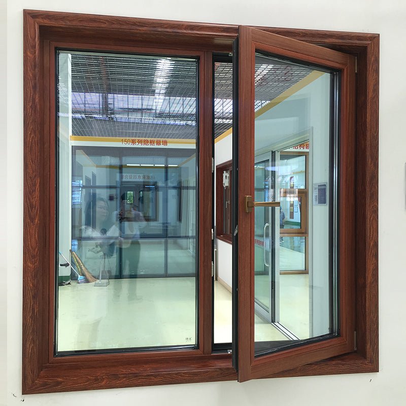 tilt turn window-thermal break aluminum window with wenge wood cladding from inside - Doorwin Group Windows & Doors