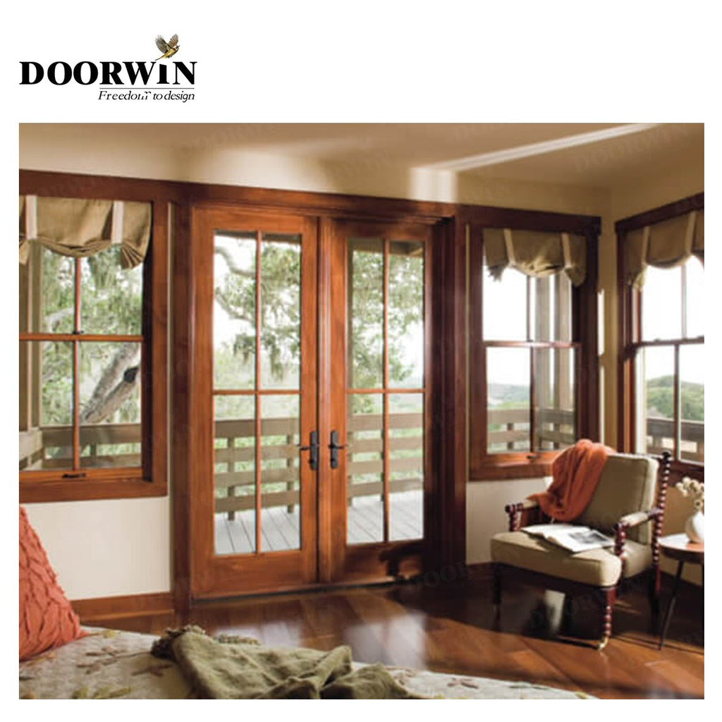 USA Arizona new trend products DOORWIN Zen door designs unequal double unbreakable glass wood door - Doorwin Group Windows & Doors
