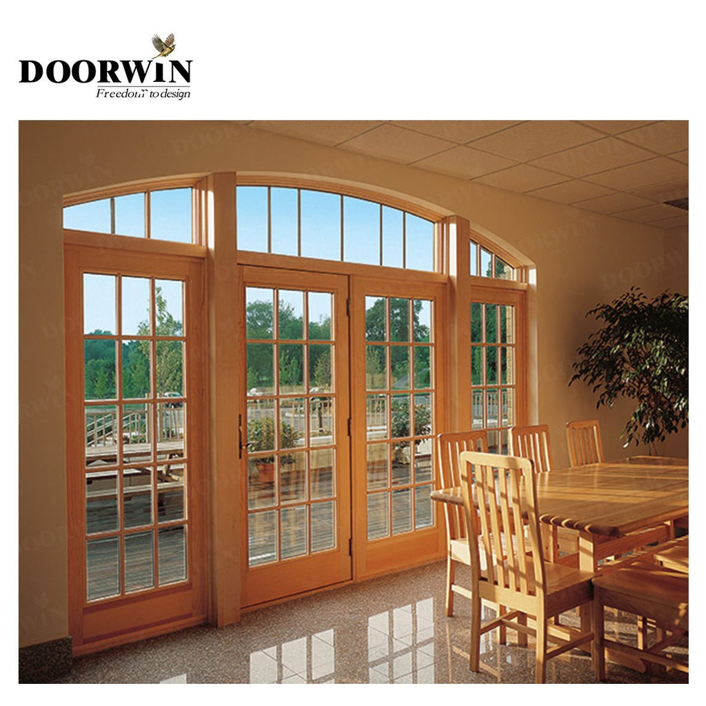 USA Arizona new trend products DOORWIN Zen door designs unequal double unbreakable glass wood door - Doorwin Group Windows & Doors