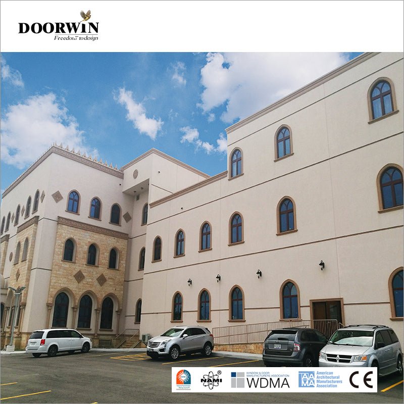 USA Baltimore hot sale Fantastic Arched Oak Wood Aluminium half round windows with carved glass - Doorwin Group Windows & Doors