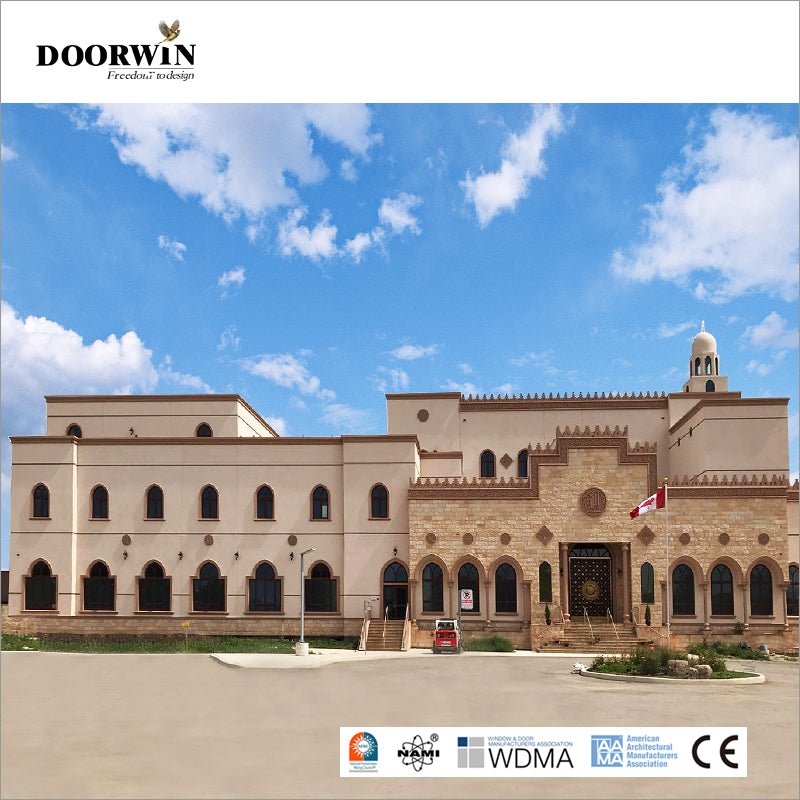 USA Baltimore hot sale Fantastic Arched Oak Wood Aluminium half round windows with carved glass - Doorwin Group Windows & Doors