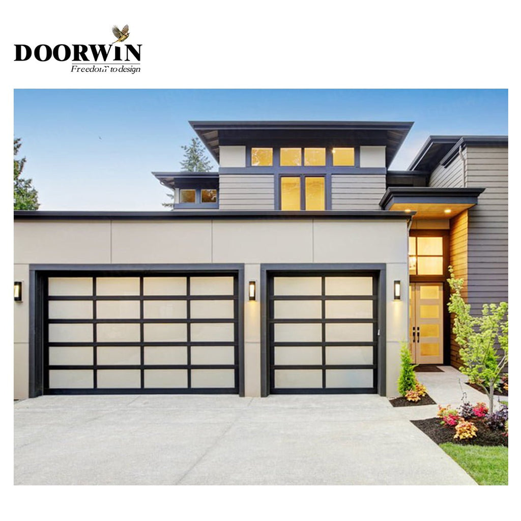 USA Hawaii new design product Aluminum alloy frosted glass modern new black combined automatic garage door - Doorwin Group Windows & Doors