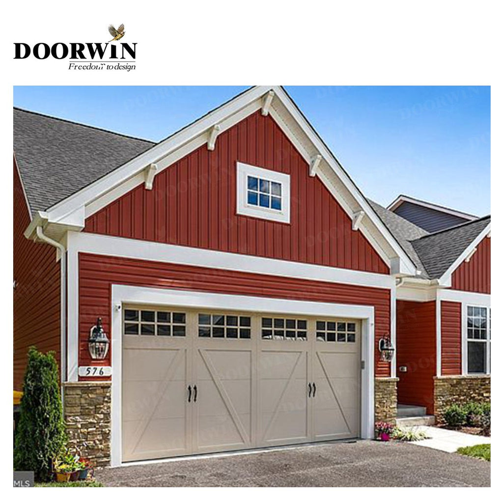 USA Iowa new trend Villa architecture modern style automatic modular glass wood garage door - Doorwin Group Windows & Doors