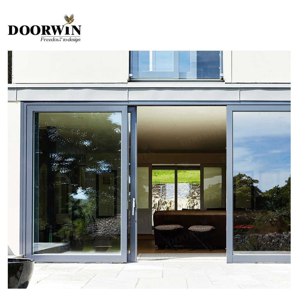 USA LA DOORWIN Wooden color aluminum sliding doors aluminium door wood grain finish by Doorwin - Doorwin Group Windows & Doors