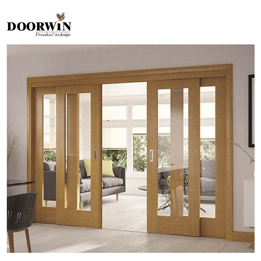 USA Louisiana modern design aluminum Wooden color aluminum sliding doors aluminium door wood grain finish by Doorwin - Doorwin Group Windows & Doors