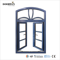 USA Milwaukee hot sale AAMA certified Grill Design Round Top French Wood clad Casement Window with double glazing glass - Doorwin Group Windows & Doors
