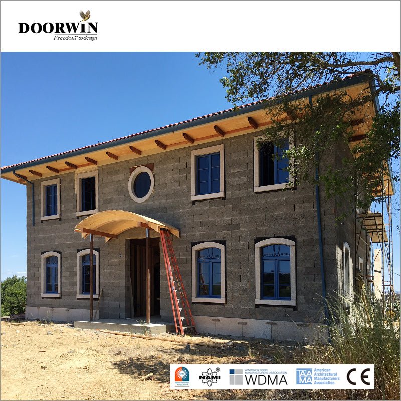 USA Milwaukee hot sale AAMA certified Grill Design Round Top French Wood clad Casement Window with double glazing glass - Doorwin Group Windows & Doors