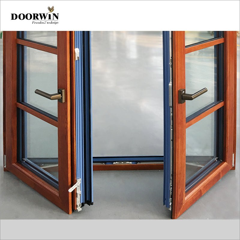 USA Milwaukee hot sale AAMA certified Grill Design Round Top French Wood clad Casement Window with double glazing glass - Doorwin Group Windows & Doors