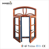 USA Milwaukee hot sale AAMA certified Grill Design Round Top French Wood clad Casement Window with double glazing glass - Doorwin Group Windows & Doors