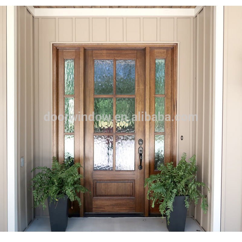 USA San Bernardino hot sale western style double sidelite front glass with wood frame door designs by CE certificate by Doorwin - Doorwin Group Windows & Doors