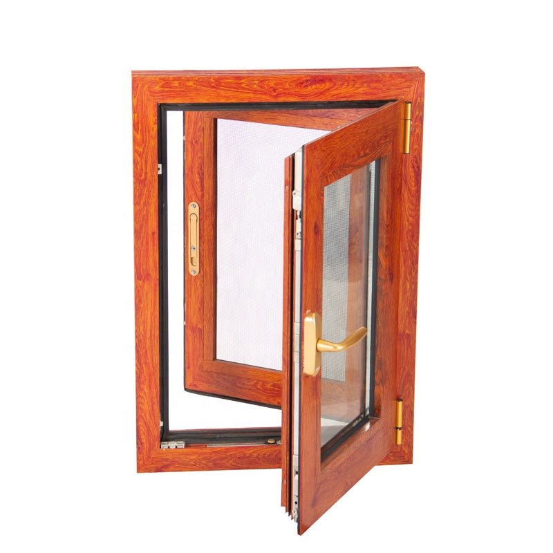 Virginia cheap wood grain tempered glass aluminium tilt & turn window with built in shuttersby Doorwin - Doorwin Group Windows & Doors