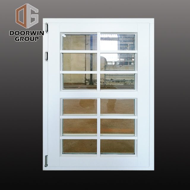 White stain finish color casement window with decorative grille - Doorwin Group Windows & Doors