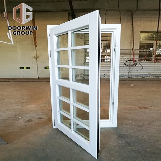 White stain finish color casement window with decorative grille - Doorwin Group Windows & Doors