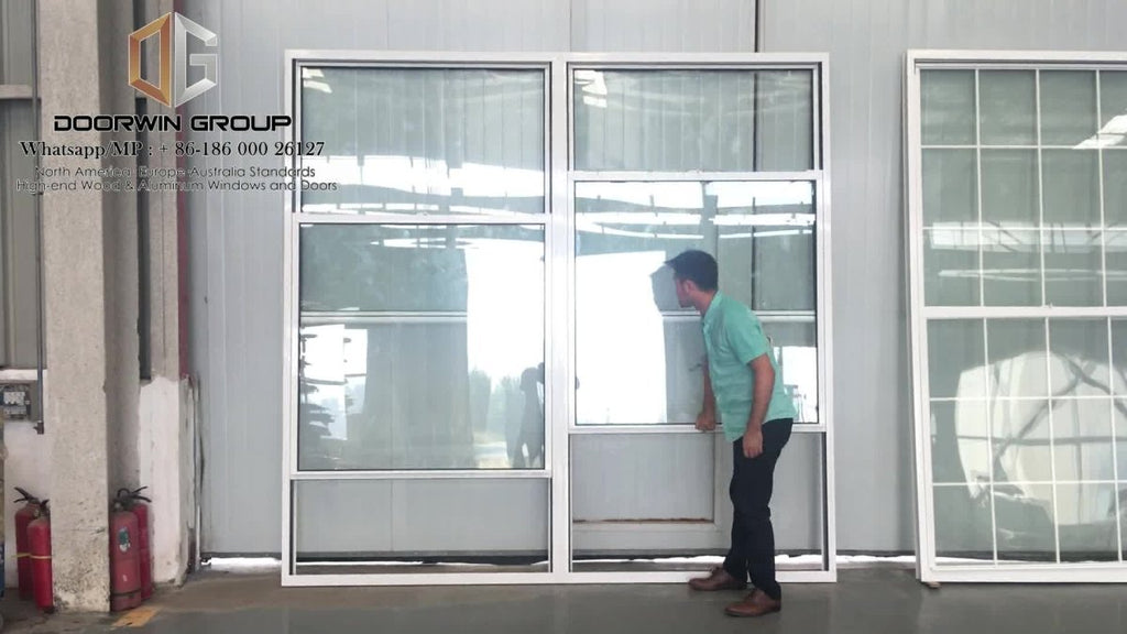 Wholesale price aluminum window frames 3D wood grain finishing double hung window with handle by Doorwin - Doorwin Group Windows & Doors