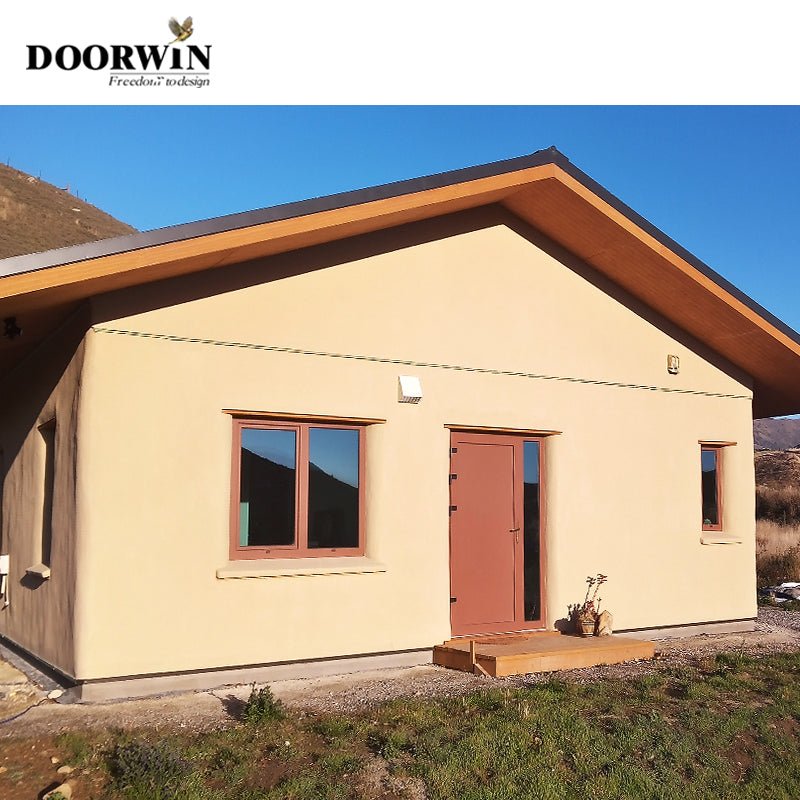 Wood aluminum cladding doors with sidelite double Tempered glass Lower Track 48 inches exterior french doors - Doorwin Group Windows & Doors