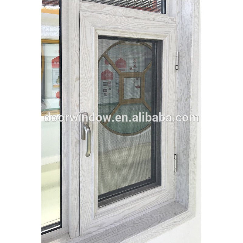 Wood grain Out swing Thermal Break Aluminum 24 x 48 casement window with Security Screen by Doorwin - Doorwin Group Windows & Doors