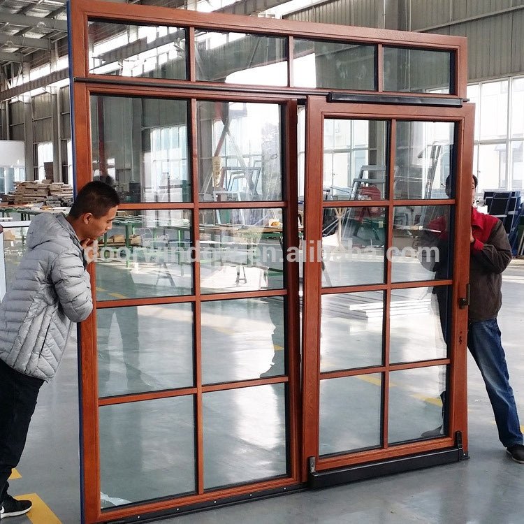 Wooden color aluminum sliding doors aluminium door wood grain finish by Doorwin on Alibaba - Doorwin Group Windows & Doors
